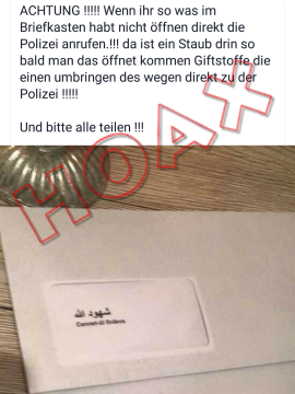 falsche Warnung vor angeblichem Giftbrief