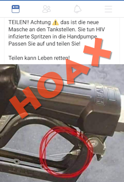 Hoax: Warnung vor HIV-Nadeln in Zapfpistolen